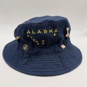 A.C.E. INC. Alaska Dark Blue Bucket Hat Alaskan Cruise With Pins Small